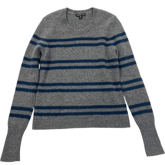 James Perse Cashmere Grey Striped Long Sleeve Sweater Crew Neck Women's Size 0 - Picture 3 of 10